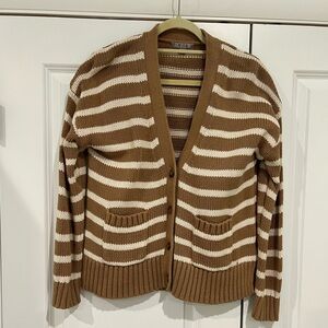 J. Crew Women's Cardigan in Brown and Cream Stripes